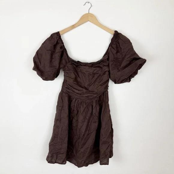 DISSH Brown Puff-Sleeve Mini Dress - Picture 3 of 10
